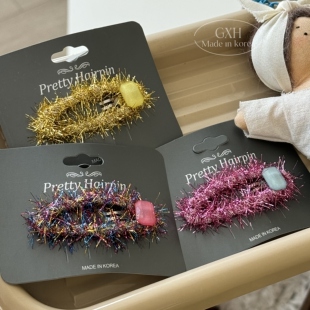 韩国进口儿童彩色亮丝BB夹心动甜美方钻发夹女孩刘海儿侧边碎发夹