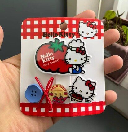 三丽鸥发饰kitty发夹可爱厨师凯蒂猫发卡可爱发饰组合KT纽扣发夹