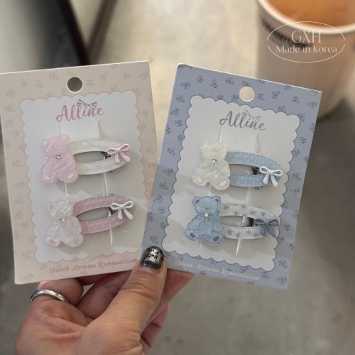 ALLINE小熊蝴蝶结镂空椭圆鸭嘴夹