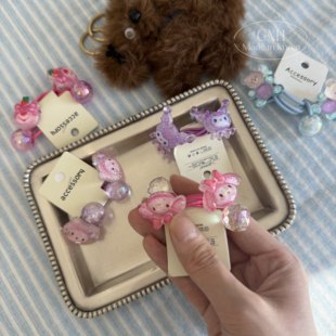 小细闪清透kt绕绕绳卡通草莓熊头绳美乐蒂亮球皮筋库洛米女童发圈