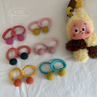 可爱毛绒球球迷你发圈花边拼色彩色皮筋扎啾啾宝宝头绳女童小发绳