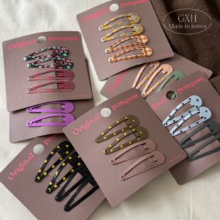 韩国进口pompom碎花基础发夹波点镂空水滴对夹复古简约丝绒方形夹