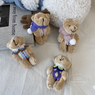 包邮韩国毛绒小熊女童发夹可爱围巾立体熊鸭嘴夹秋冬侧边夹刘海夹