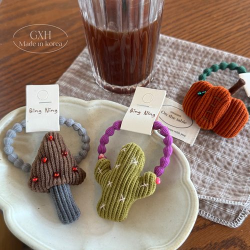 秋冬可爱灯芯绒充棉款藕节发圈女