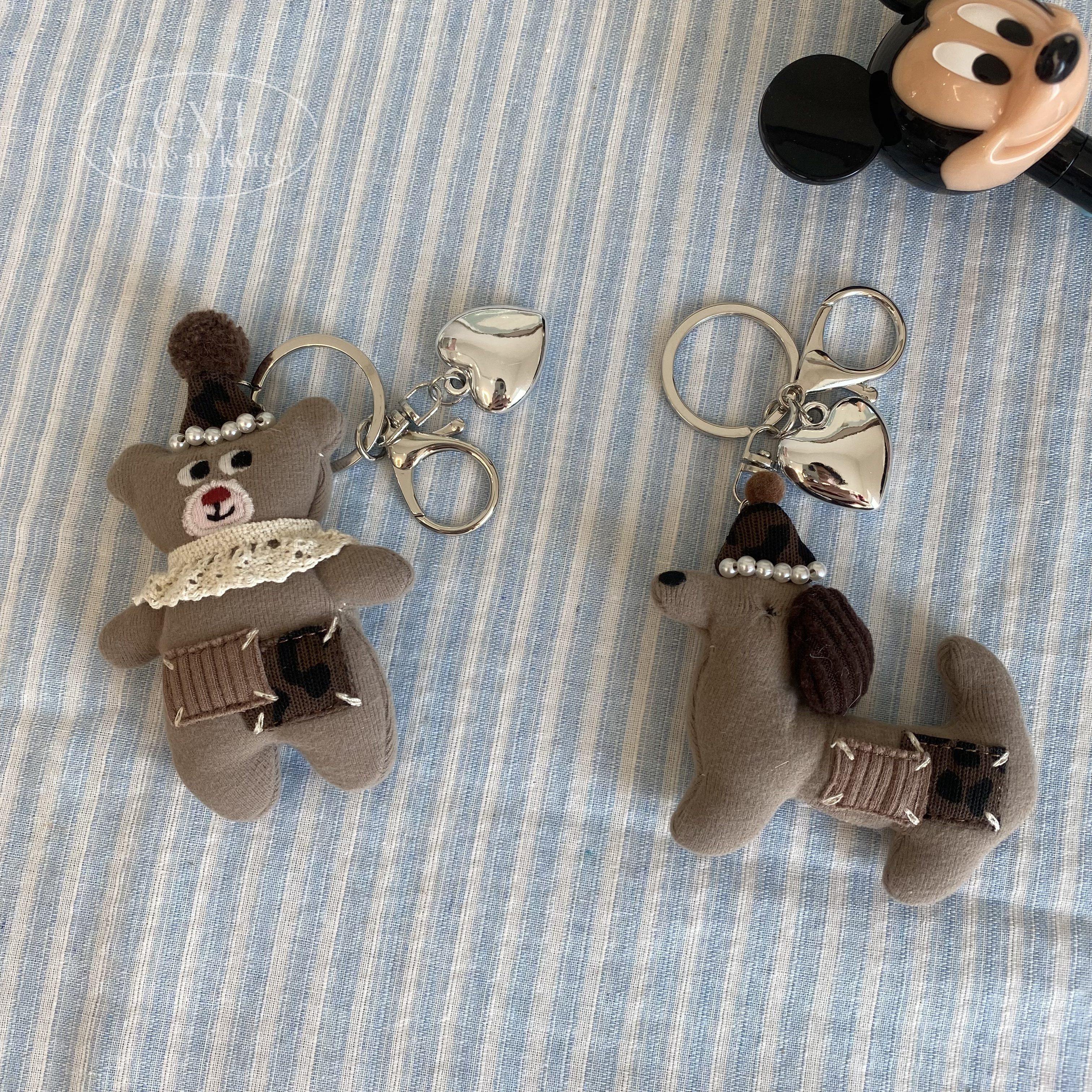 包邮韩系咖色充棉钥匙扣碎布小熊包挂碎珍珠蕾丝狗狗挂件卡通挂饰,服饰配件/皮带/帽子/围巾,包挂件,淘宝优惠券,粉丝福利购,淘宝优惠卷