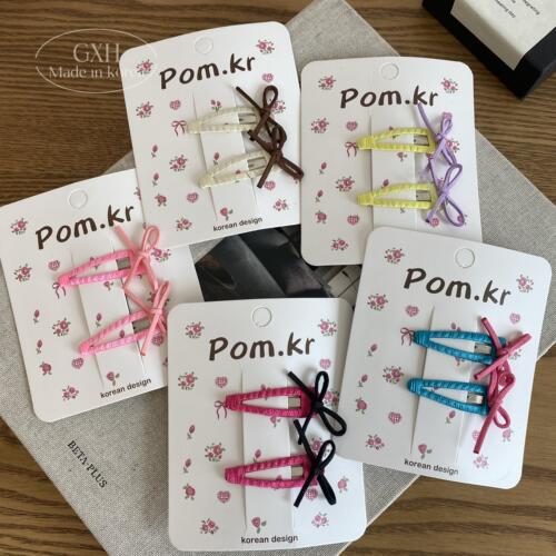pom.kr绒皮蝴蝶结女童对夹