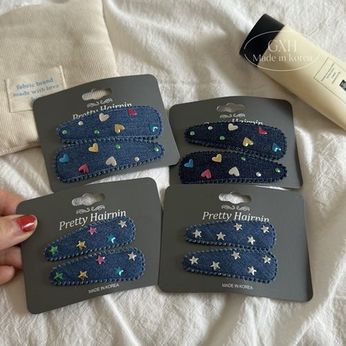 金属星星花边牛仔一对夹