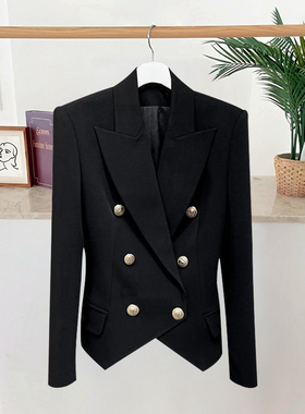 2025新款女士春秋收腰显瘦小西服上衣时尚流行黑色气质百搭西装