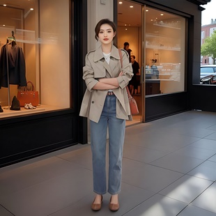 高级感气质双排扣风衣女时尚通勤休闲外套春秋显瘦小个子短款外套