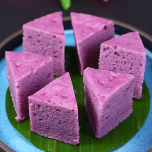 广式紫薯马拉糕速食早餐三角形发糕蒸米糕松糕速冻半成品220g一包