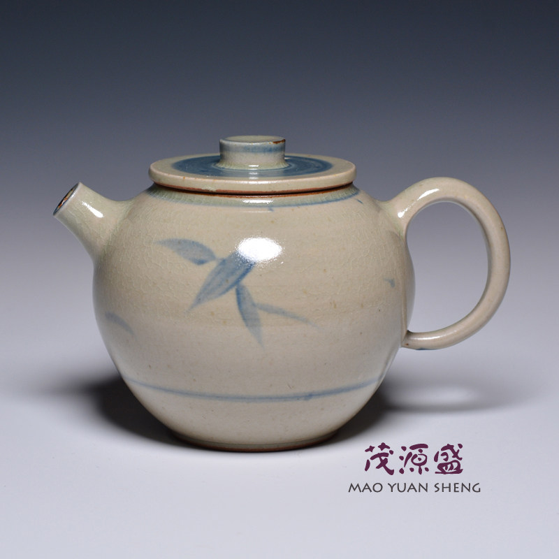 【茂源盛】台湾张书曜复古青花纯手工陶瓷茶壶 壶内无釉 竹245ml