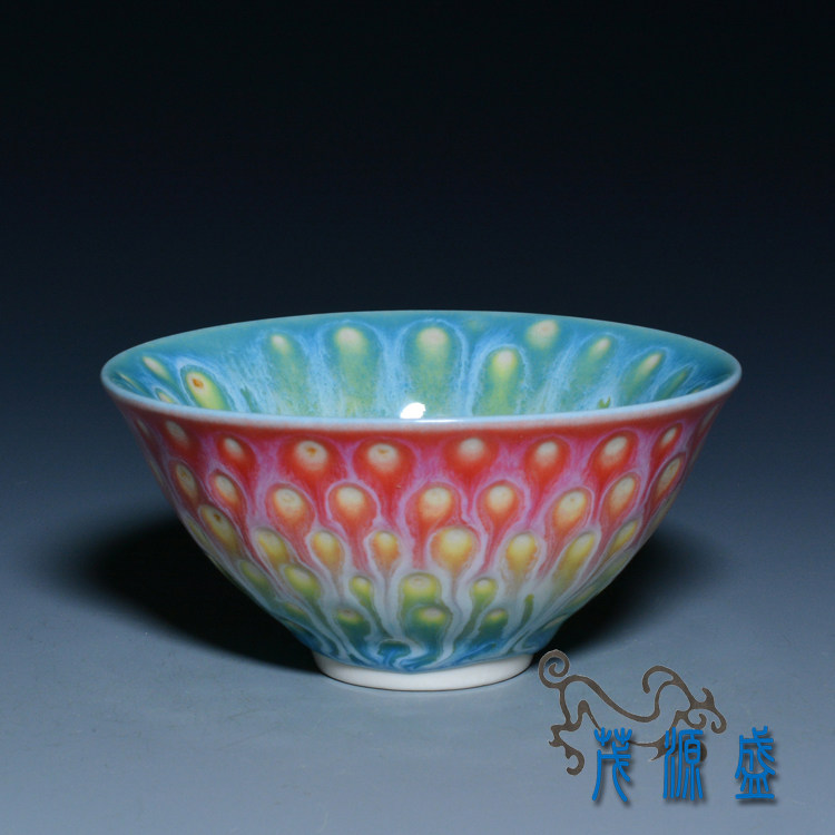 【茂源盛】台湾陶艺师邱奕志之女邱毓宁 孔雀星辰 茶盏开口茶杯