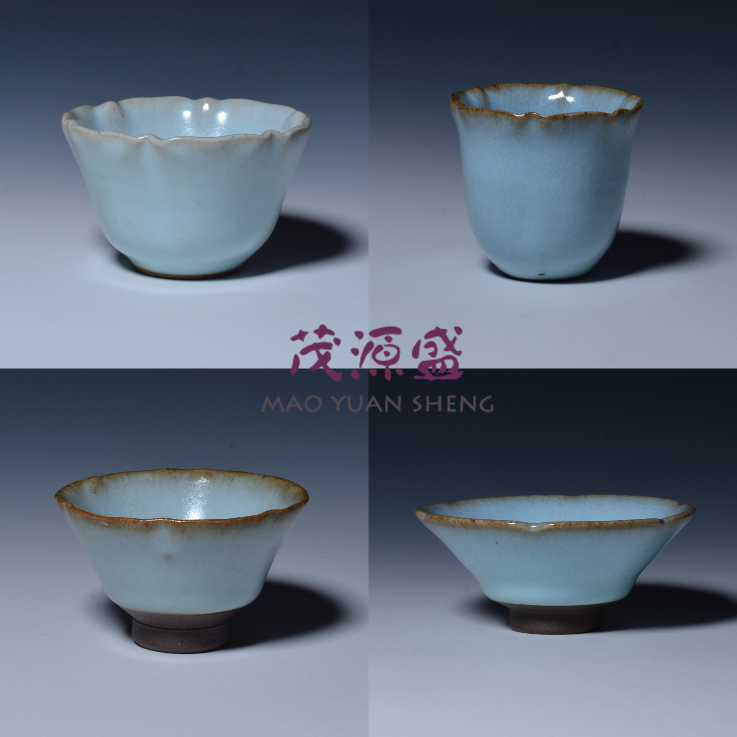 茂源盛 台湾张书曜 纯手工中式复古风汝窑 铁口开片陶瓷 花边茶杯