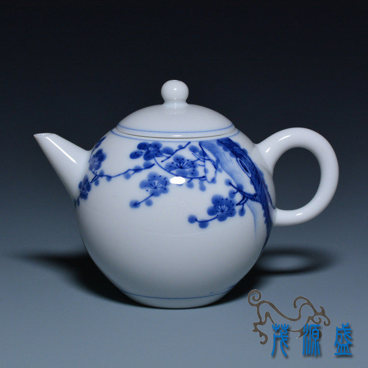 三希台湾陶瓷手绘青花茶壶图片