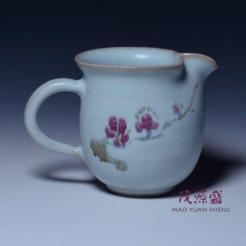 茂源盛台湾张书曜中式手工茶具 陶瓷汝窑开片手绘公道杯 梅花茶海