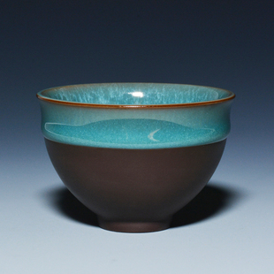 【茂源盛】台湾三希陶瓷茶具 中式半陶翠玉品茗杯 蓝玉杯茶杯正品