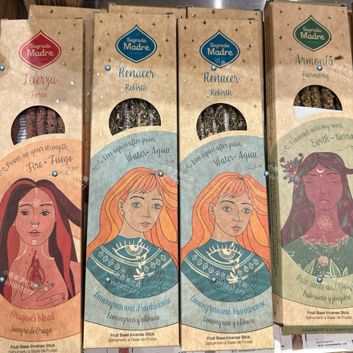 香港Slowood sagrada madre天然手工香薰条五大元素金木水火土6支
