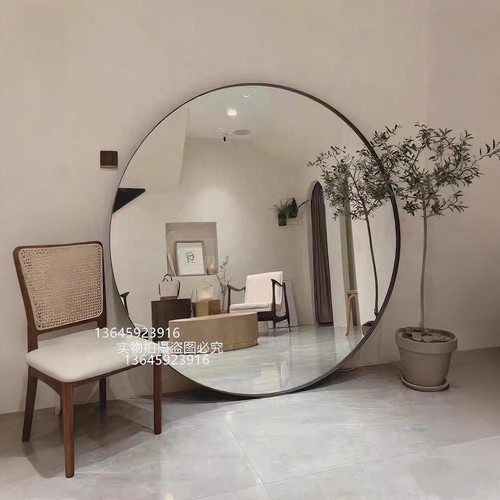 北欧壁挂玄关镜圆形镜