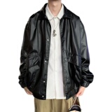 皮衣男飞行服韩版潮流帅气夹克2024新款复古pu皮外套JK0313-P70，男装皮衣，星座308B-1