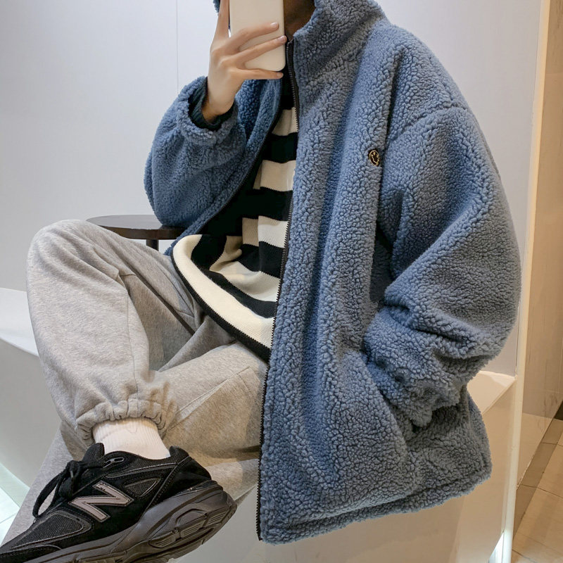 双面穿港风男连帽宽松羊羔绒情侣棉衣外套MY059-P82,男装棉衣,星座308B-1