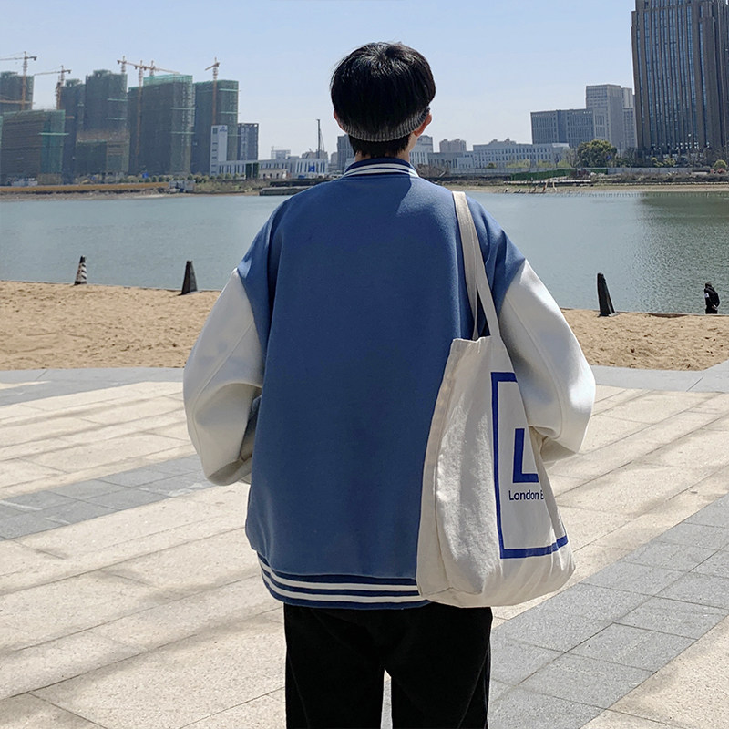 复古棒球服夹克2023秋新款韩版宽松撞色拼接学生外套JK0143-P50,男装夹克,星座308B-1