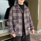 2023新款港风工装男士格子夹克呢子外套JK0223-P88，男装夹克，星座308B-1
