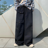 日系复古卡其色休闲裤子男潮2021宽松直筒情侣工装长裤K0375-P38，男装休闲裤，星座308B-1