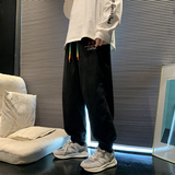 刺绣华夫格束脚休闲裤春季ins潮流宽松学生裤子K016-P38，男装休闲裤，星座308B-1
