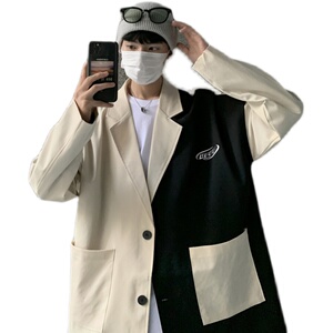 西装外套男高级设计感小众2023新款拼色西服上衣XZ06522-P55图片