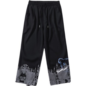 秋季新款港风休闲裤男潮牌印花束脚裤K02114-P45图片
