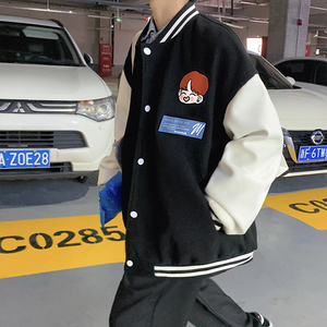 复古棒球服夹克2023秋新款韩版宽松撞色拼接学生外套JK0143-P50图片