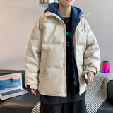 假两件棉衣男冬季宽松PU皮百搭连帽棉服港风棉袄外套MY035-P95，男装棉衣，星座308B-1