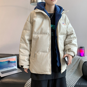 假两件棉衣男冬季宽松PU皮百搭连帽棉服港风棉袄外套MY035-P95图片