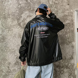 皮衣男飞行服帅气印花夹克2023新款复古春秋pu皮外套JK03112-P70，男装夹克，星座308B-1