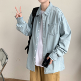 ins潮牌复古牛仔衬衫男春秋季韩版潮流帅气宽松休闲长袖CS601-P45，男装衬衫，星座308B-1