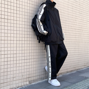 秋季男生套装潮流百搭宽松排扣长袖长裤两件套insJK0818-P78图片