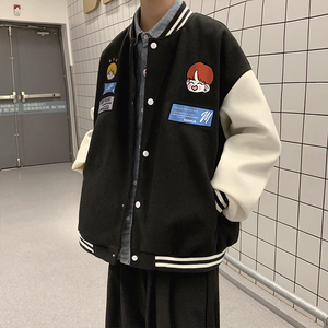 复古棒球服夹克2023秋新款韩版宽松撞色拼接学生外套JK0143-P50图片