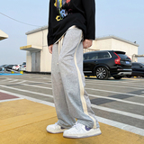 春季新款侧边手工编织抽绳卫裤男宽松直筒垂感阔腿裤大码K014-P35，男装休闲裤，星座308B-1