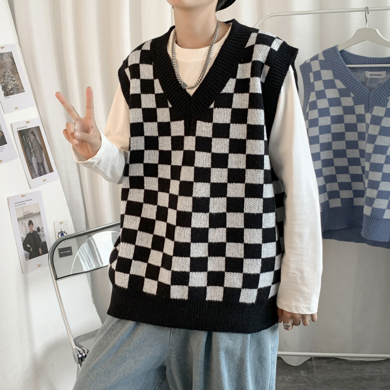 无袖针织衫2023新款马甲毛衣韩版慵懒风外穿背心外套MY090-P35，男装背心/马甲，星座308B-1