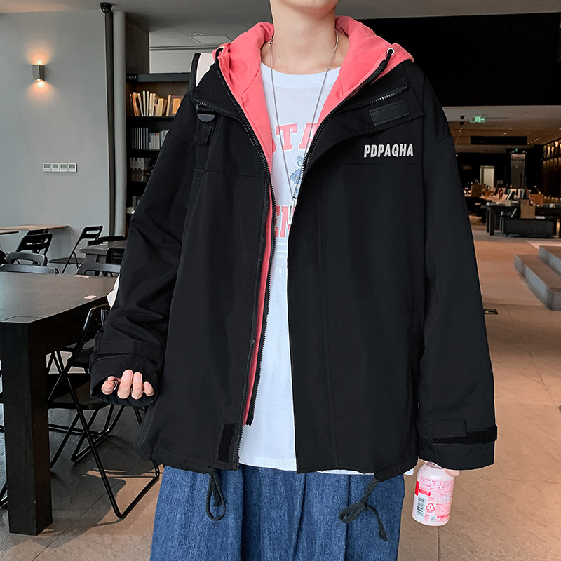 假两件夹克男宽松连帽外套ins潮流百搭时尚休闲上衣JK0266-P60,男装夹克,星座308B-1