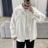 秋季韩版休闲纯色衬衫男百搭外套帅气bf风宽松痞帅衬衣CS221-P35，男装衬衫，星座308B-1