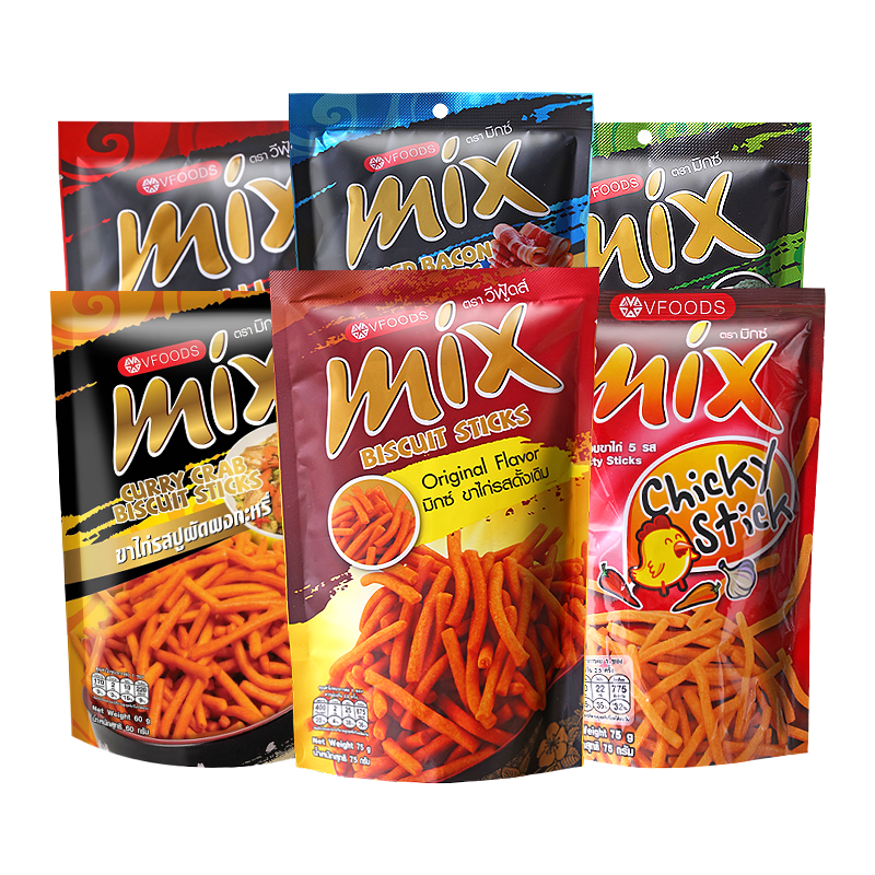 泰国进口vfoods mix脆脆条咪咪虾条香辣薯条网红零食休闲小吃食品