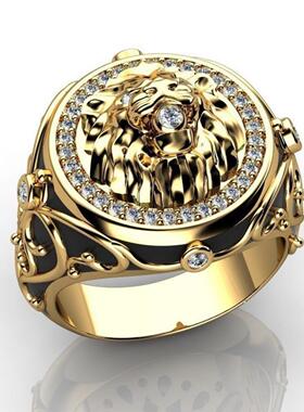 臻荣wish爆款满钻锆石狮子戒指