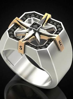 臻荣wish新款维京指南针印章戒指