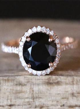 臻荣wish新款镶嵌合成黑色宝石镀