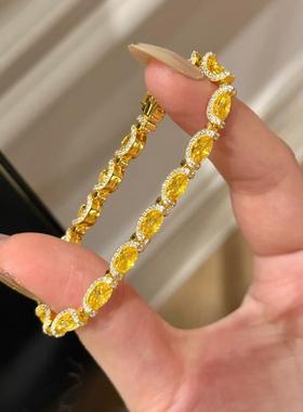 法式复古小冰糖黄钻蕾丝手链轻奢