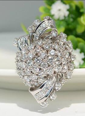 臻荣wish新款花朵镶嵌锆石戒指