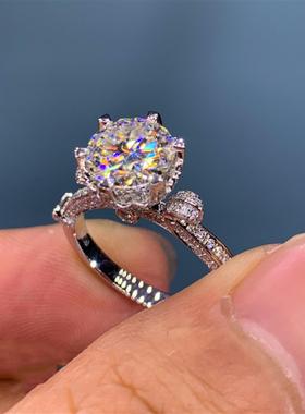 镀pt950白金仿莫桑石女戒克拉