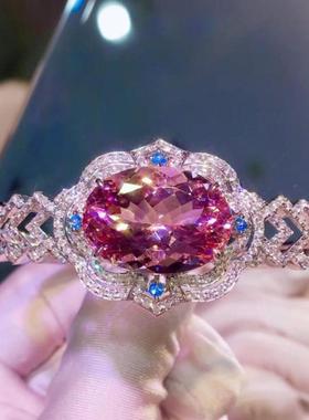 奢华仿天然粉色摩根石手镯镶钻