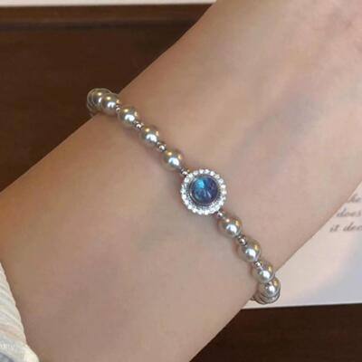 施家珍珠海蓝宝爆款百搭法式手串